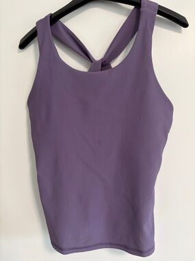 Calmē Ribbed Lavender Tank Top Built-In Bra Athlei